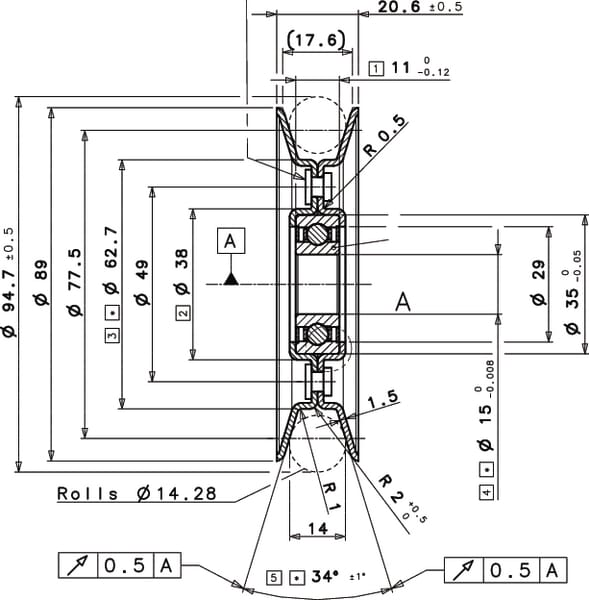 Artikel: Riemenscheibe Ø 89 mm / Mittelloch 15 mm - Castelgarden OE: 3256015990